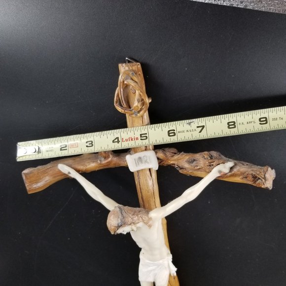 Handmade Wood Wall Cross Crucifix Stick Twig Plastic Jesus God Christ Rustic 15" - Picture 11 of 12